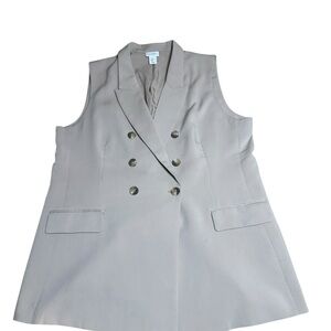 Nicole Miller Taupe Double-Breasted Vest